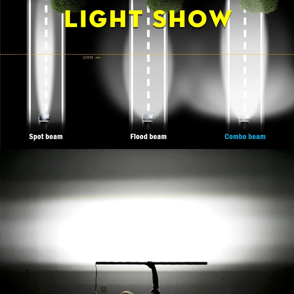 UNI-SHINE 22inch 104W Led Light Bar 12000LM Single Row Led Work Driving Lights Offroad Truck SUV ATV Tractor Car Boat 12V 24V