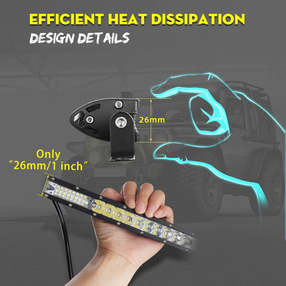 UNI-SHINE 22inch 104W Led Light Bar 12000LM Single Row Led Work Driving Lights Offroad Truck SUV ATV Tractor Car Boat 12V 24V