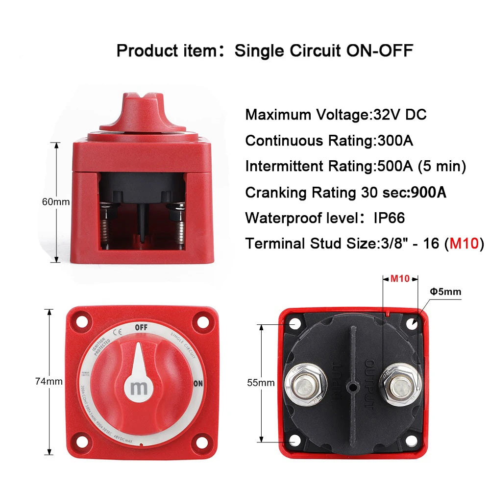 2 3 4 Position Battery Mass Switch Cut Single Dual  M-Series Marine Boat 12-48V 100-300A Heavy Duty Isolator Disconnect Rotary