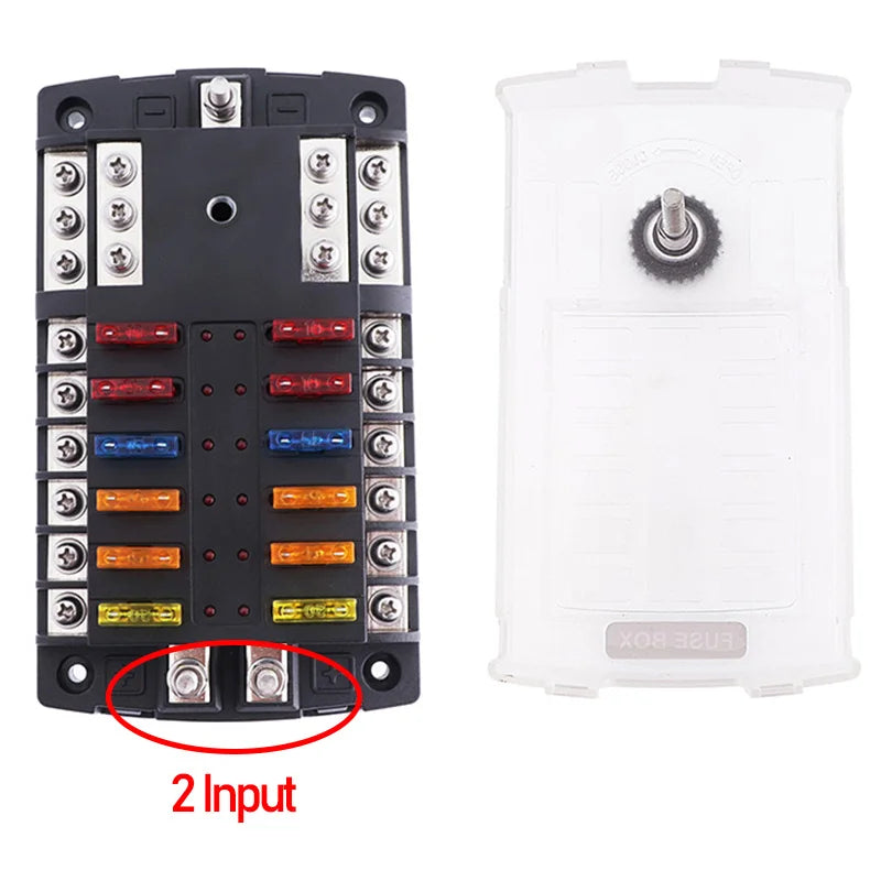 ACCESTING 6/12 Way Blade Fuse 12-24V Car Boat Fuse Box Holder With Plastic Cover For Power Panel Board Camper RV Accessorie