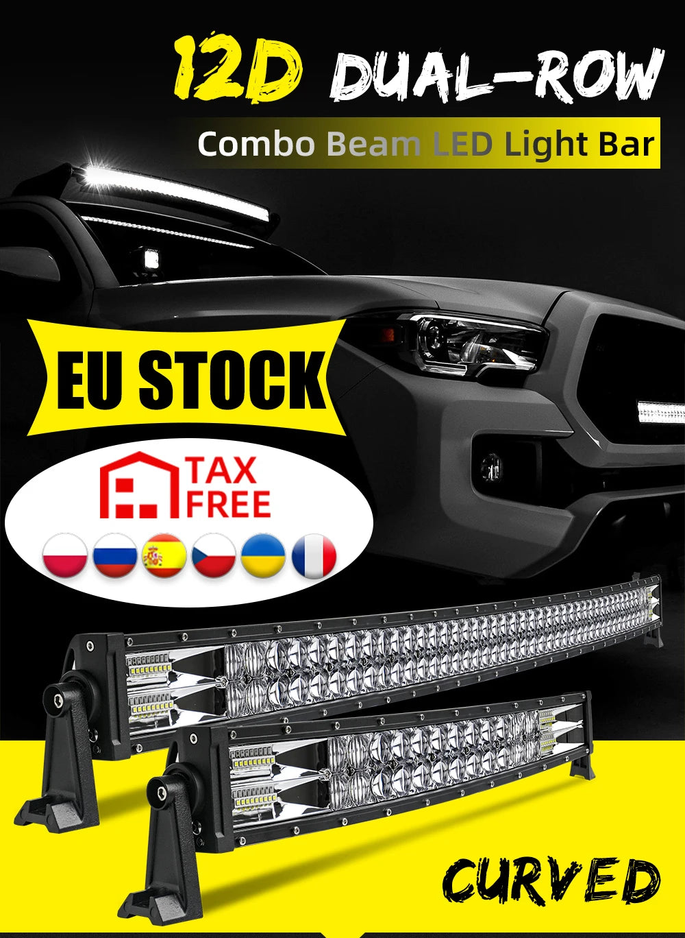 CO LIGHT 22 32 42 52 Inch Curved Led Light Bar COMBO 420W 620W 820W 1020W Dual Row Driving Offroad Car Truck 4x4 SUV ATV 12V 24V