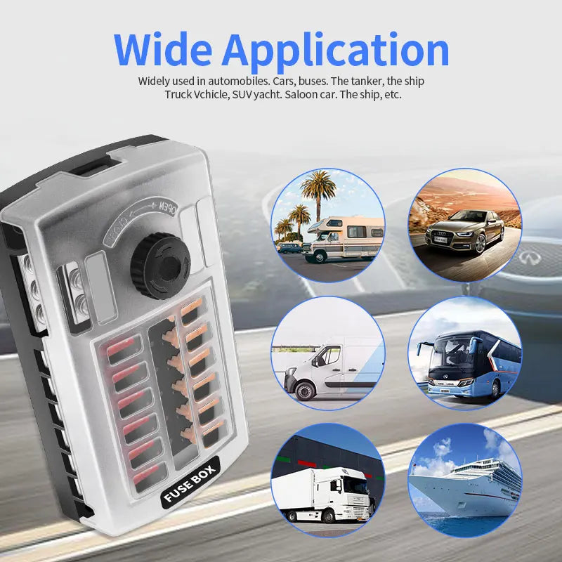ACCESTING 6/12 Way Blade Fuse 12-24V Car Boat Fuse Box Holder With Plastic Cover For Power Panel Board Camper RV Accessorie