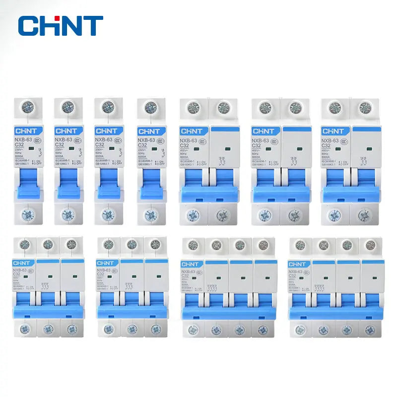CHINT NXB-63 DZ30 DZ40 EPN DPN TPN 1P 2P 3P 4P AC 230/400V Circuit Breaker DIN Rail Mounting Miniature Household Air Switch