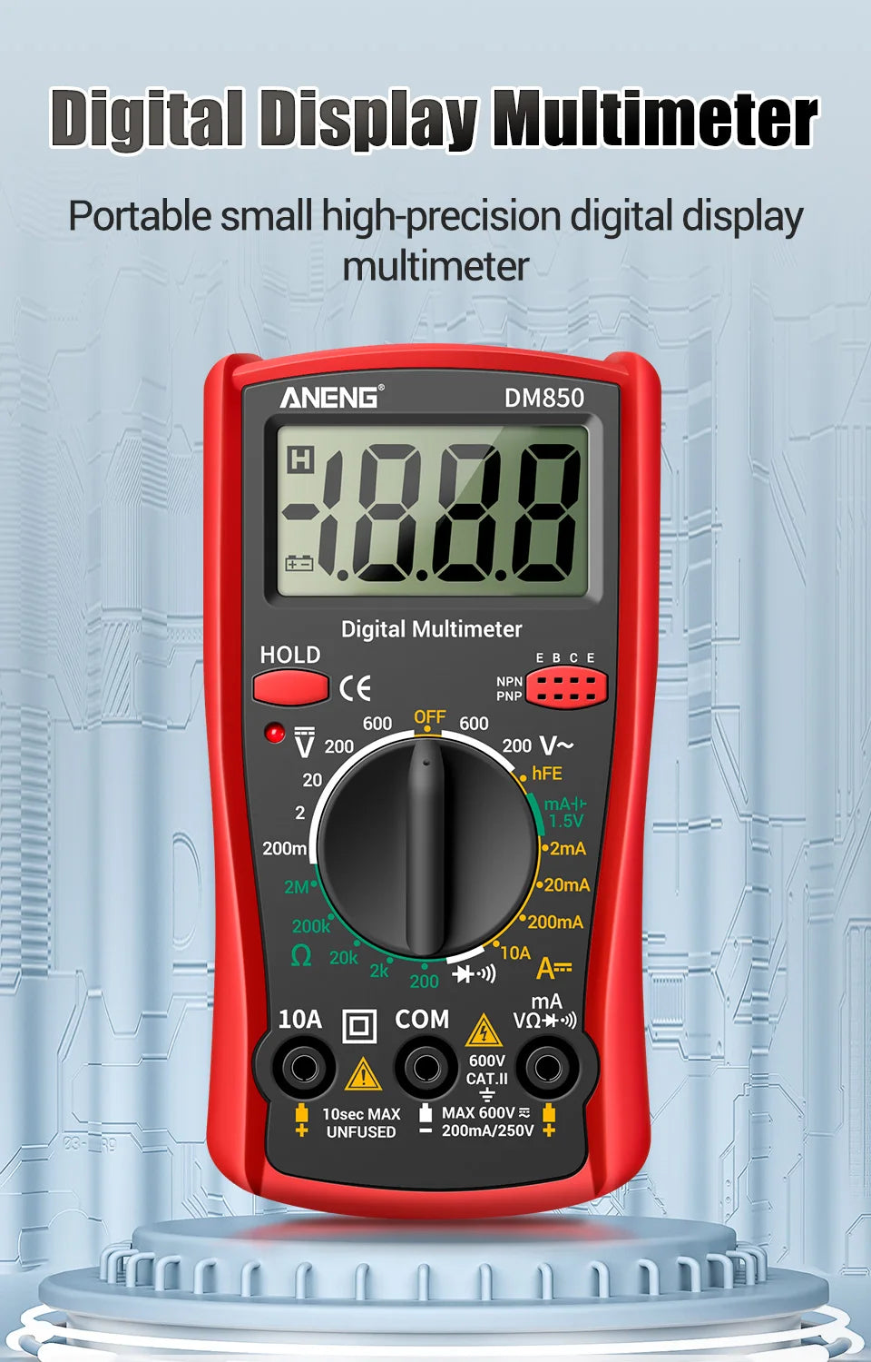 ANENG DM850 Digital Multimeter Automatic Professional 1999 Counts Auto AC/DC Votage Tester Ohm Current Ammeter Detector Tool