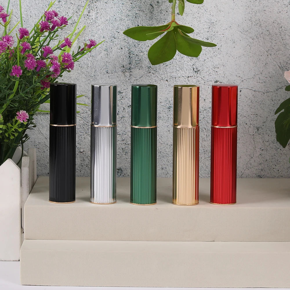 Green Silver Mini Travel Portable Perfume Atomizer 5ml 8ml 10ml Refillable Matte Finish Spray Bottle with Pump Sayer