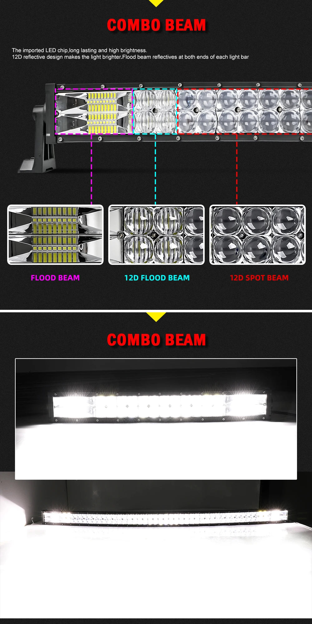 CO LIGHT 22 32 42 52 Inch Curved Led Light Bar COMBO 420W 620W 820W 1020W Dual Row Driving Offroad Car Truck 4x4 SUV ATV 12V 24V
