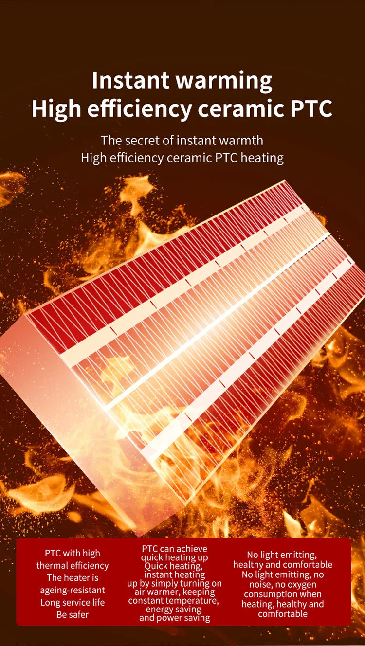 PTC Mini Room Heater with Overheat Protection Easy Desktop Installation Made of Durable Plastic