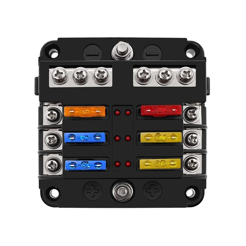 ACCESTING 6/12 Way Blade Fuse 12-24V Car Boat Fuse Box Holder With Plastic Cover For Power Panel Board Camper RV Accessorie