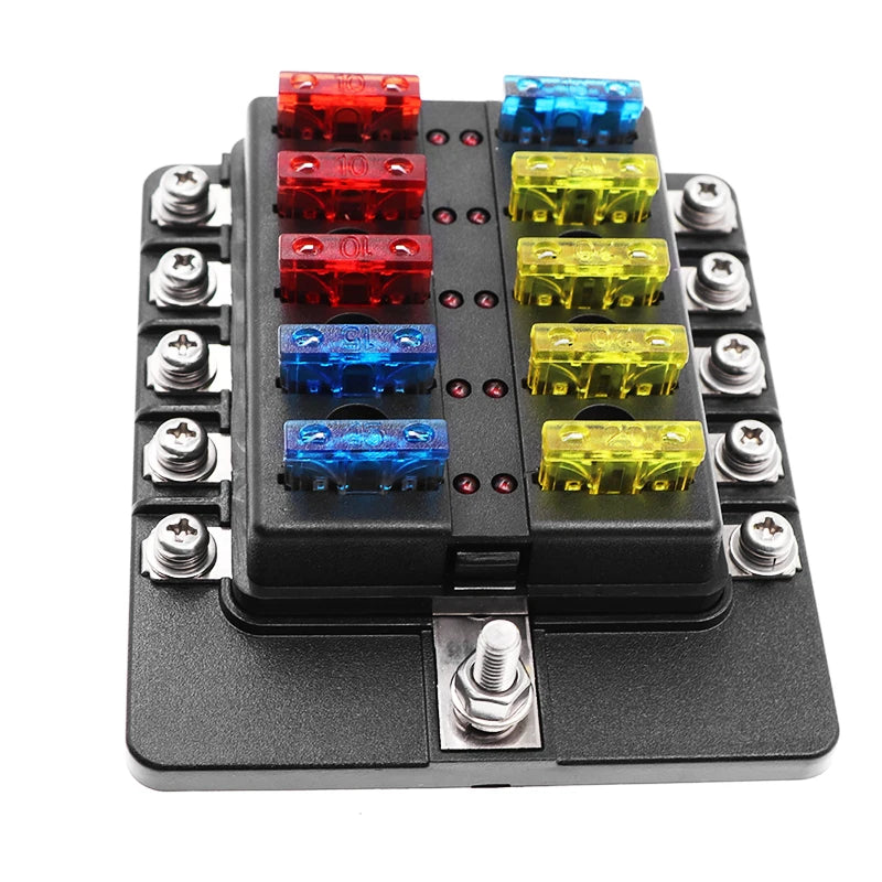 ACCESTING 6/12 Way Blade Fuse 12-24V Car Boat Fuse Box Holder With Plastic Cover For Power Panel Board Camper RV Accessorie