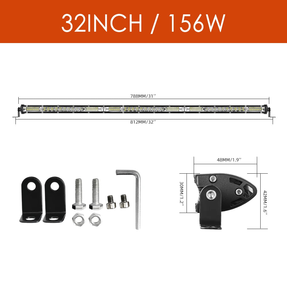 UNI-SHINE 22inch 104W Led Light Bar 12000LM Single Row Led Work Driving Lights Offroad Truck SUV ATV Tractor Car Boat 12V 24V