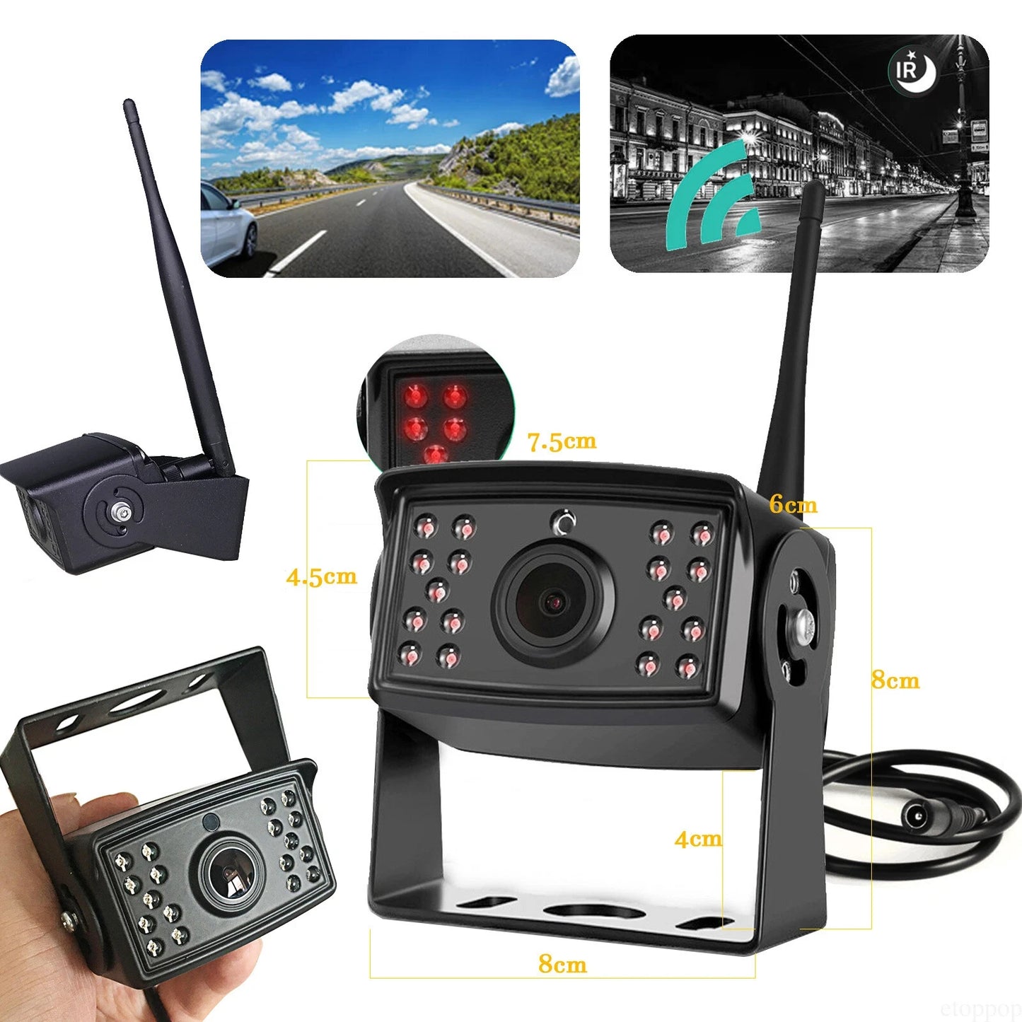 IPoster  Digital Wireless 7'' Quad DVR Monitor BSD 2x Backup Camera for Ice-cream Camper