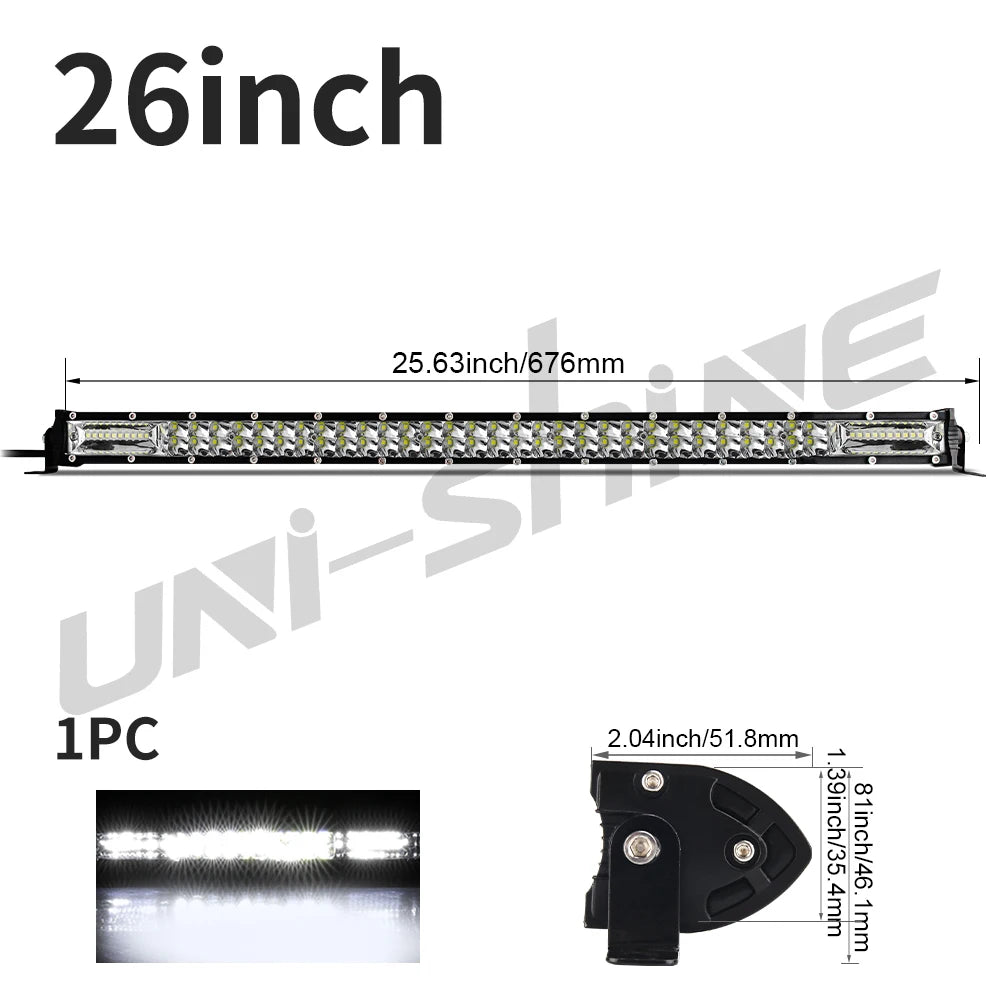 UNISHINE Slim 12D Led Light Bar 20-52inch Spot Flood Combo Beams LED Driving Light For SUV 4X4 Off Road LED Work Lamp 12V 24V