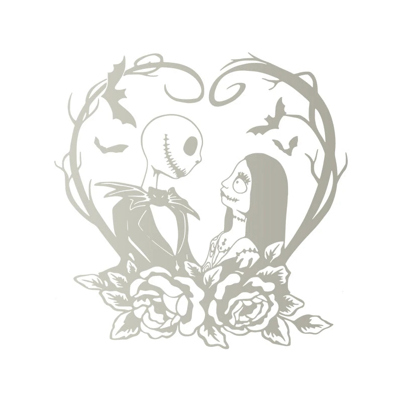 Jack and Sally Vinyl Art Sticker Car Window Bumper Decor, Graphic New Decal Jack Sally Love Stickers For Laptop Halloween Gift