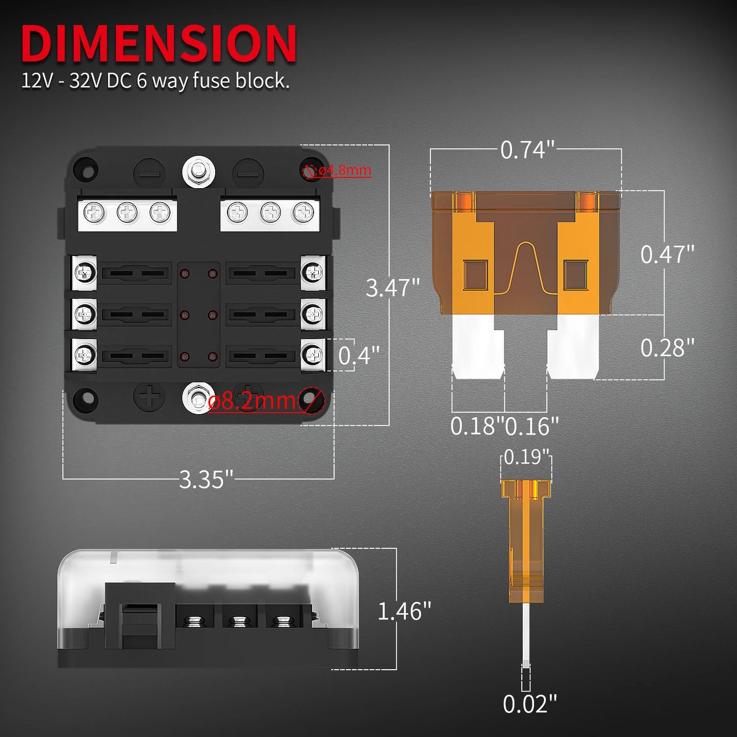 DaierTek 6 12 Way Fuse Block 12 Volt Blade Fuse Block with LED Indicator Circuit Fuse Box 12V ATO/ATC Marine Fuse Panel For Car