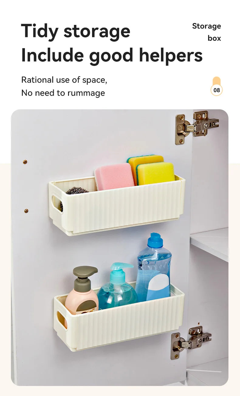WORTHBUY Cabinet Folding Storage Rack Wall Mounted Punch Free Cling Film Racks Sink Sponge Holder Kitchen Organizer And Storage
