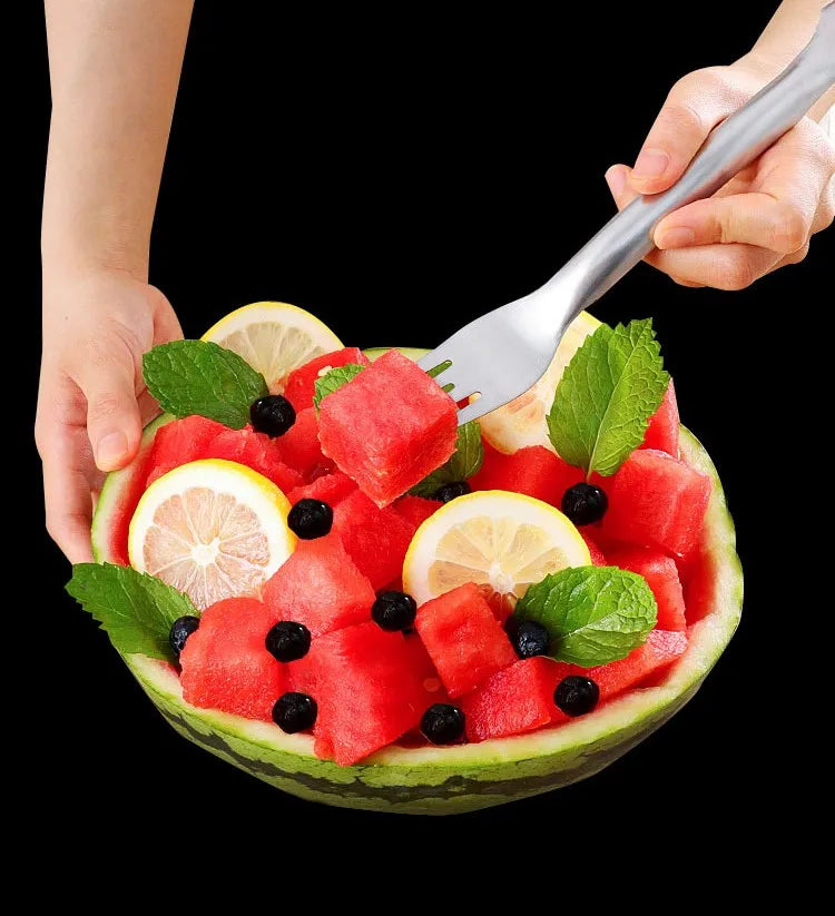 Stainless Steel Watermelon Cutter, Fancy Cutting Slicer, Kitchen Multifunctional Fruit Fork, MangoTool,Home Gadgets