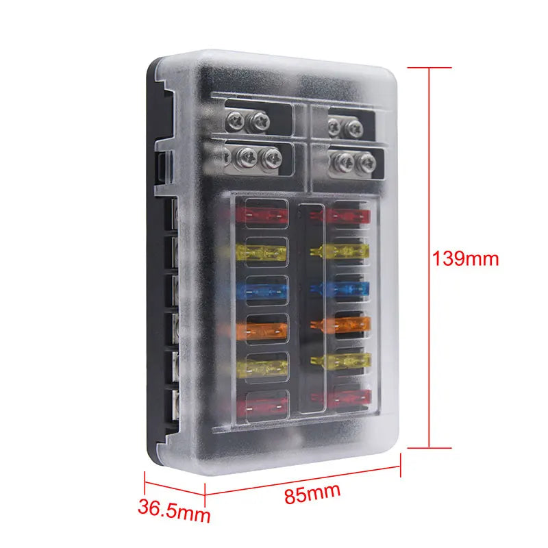 ACCESTING 6/12 Way Blade Fuse 12-24V Car Boat Fuse Box Holder With Plastic Cover For Power Panel Board Camper RV Accessorie
