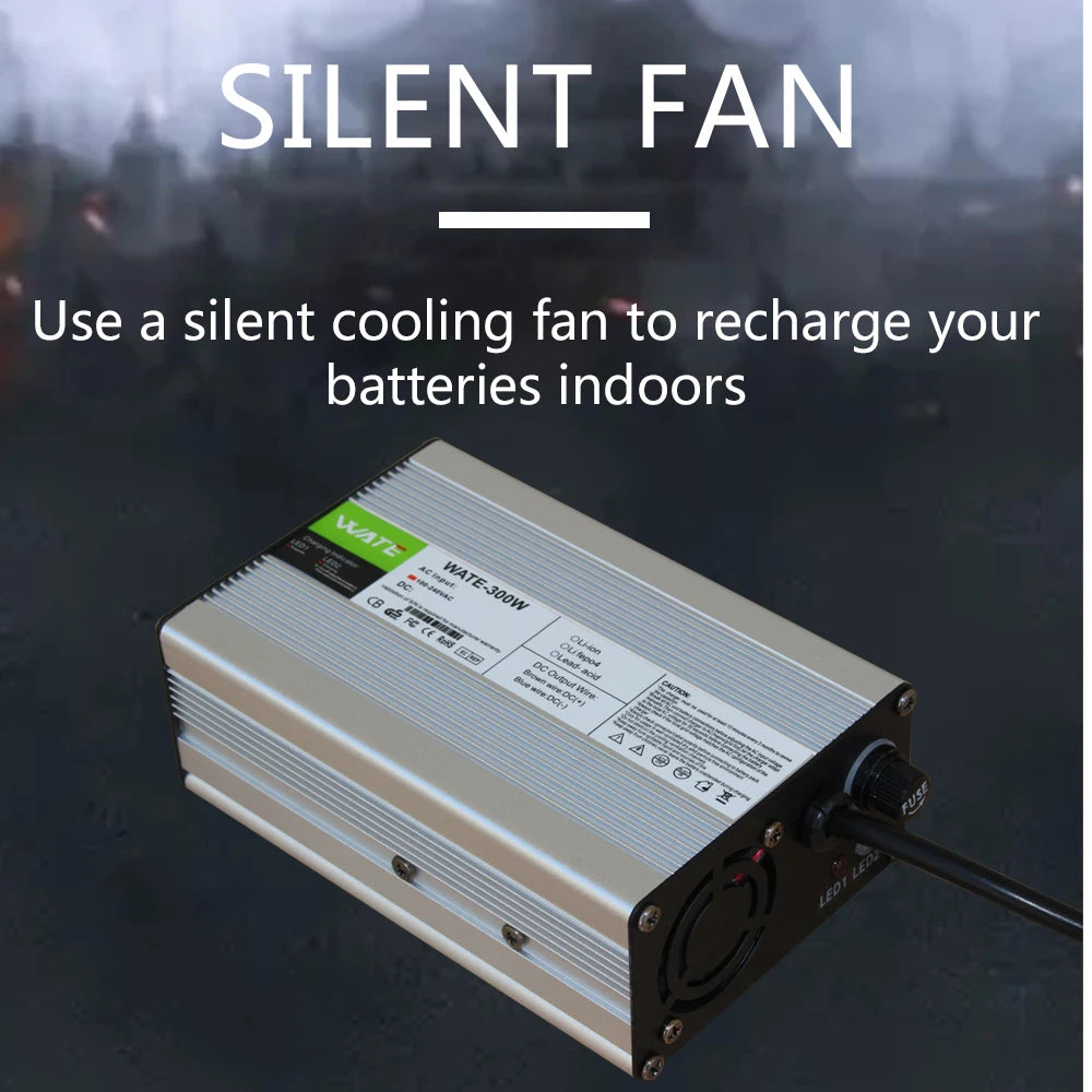 14.6V 10A Charger Smart aluminum Case For 4S 12.8V Outdoor Portable LiFePO4 Battery fast Charger WATE