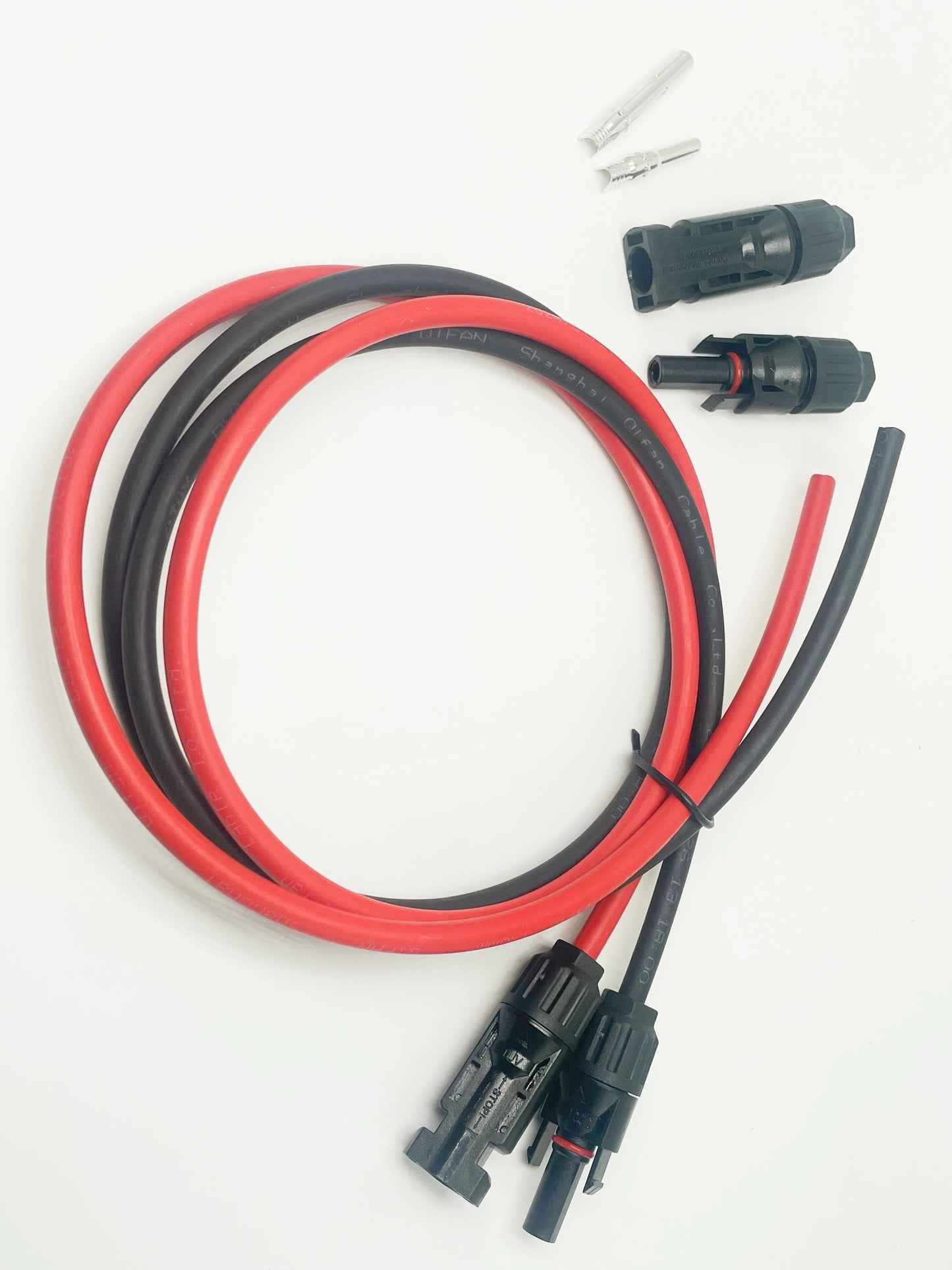 1Pair of Solar Extension Cables with Pair of Male and Female Connectors 10/12/14/16AWG Tinned Copper Solar Cables for PV Systems