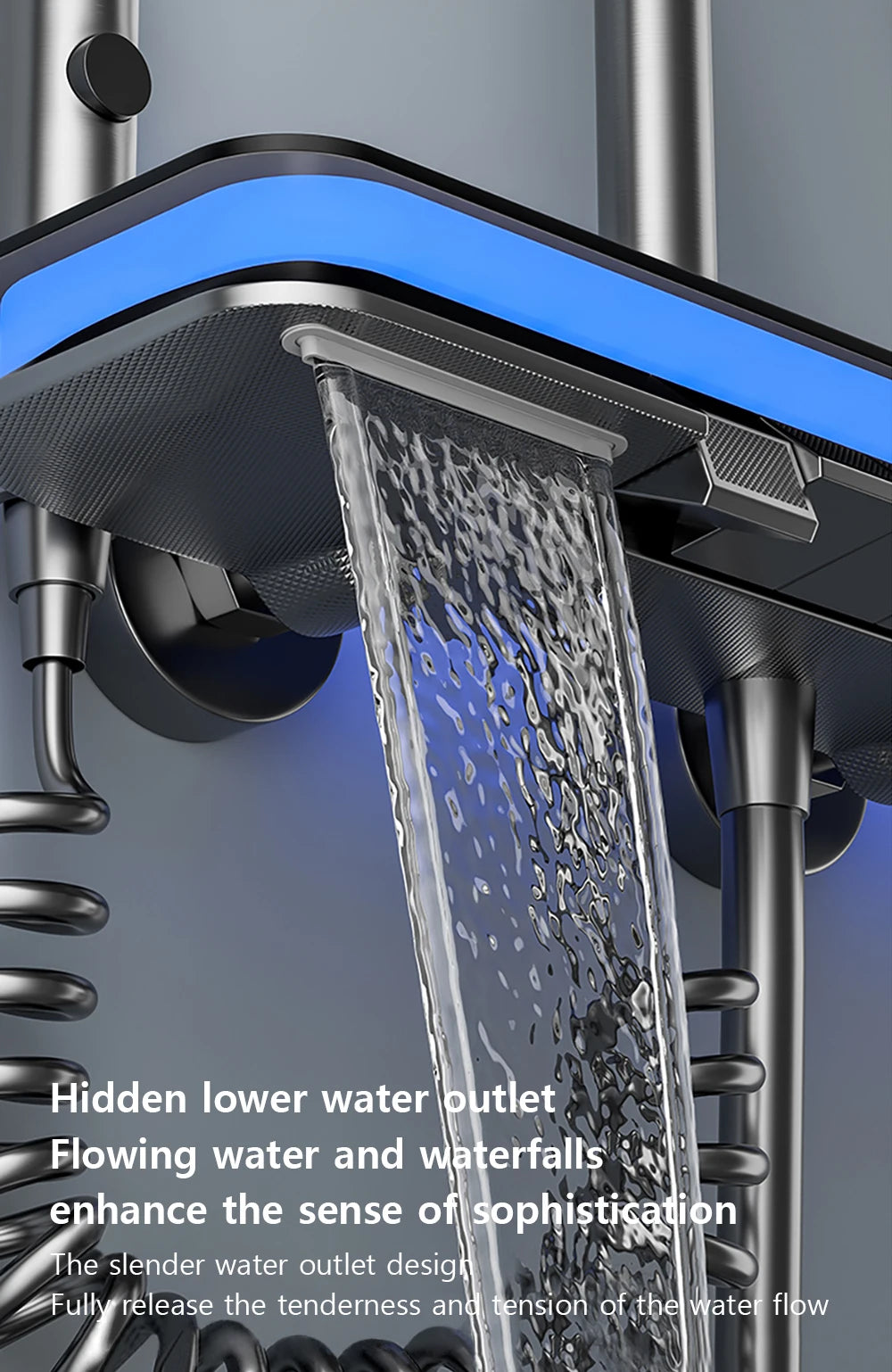 Bathroom Smart Shower System Set Temperature Digital Display LED Bathtub Rainfall Mixer Brass Shower Faucet Full Set with Lights