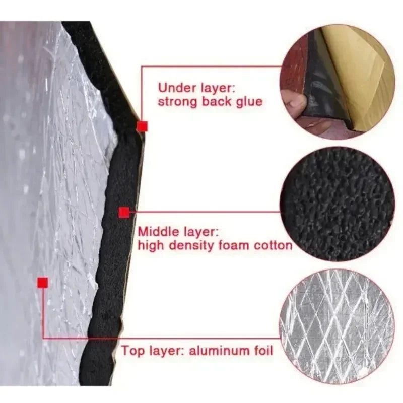 2000*500/250*400mm 5/10mm Car Sound Mat Proofing Deadener Heat Noise Insulation Deadening Mat Hood Closed Cell Foam Accessories