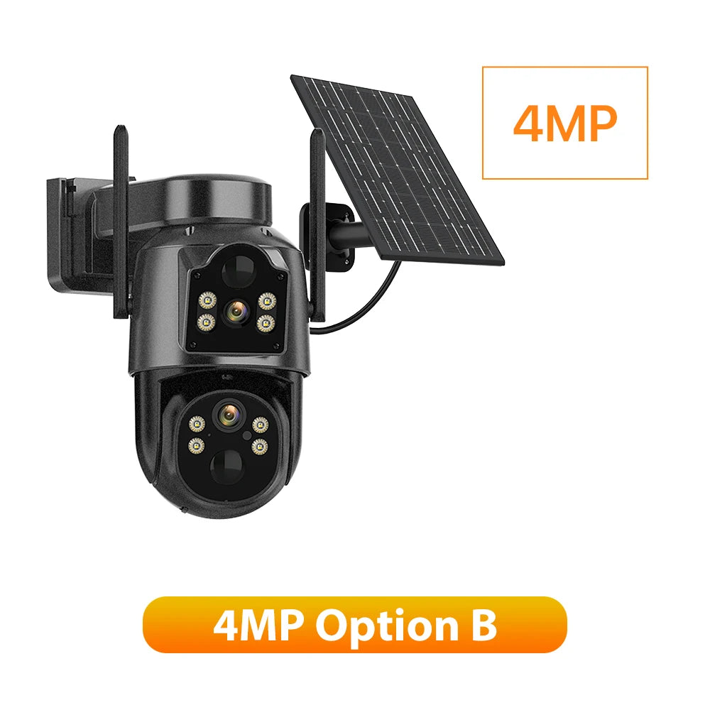4MP Wireless Outdoor 7.6W Dual lens Built-in Battery Solar Camera 1080P 5W Long Time Standby PIR IP  Solar Camera Security iCsee