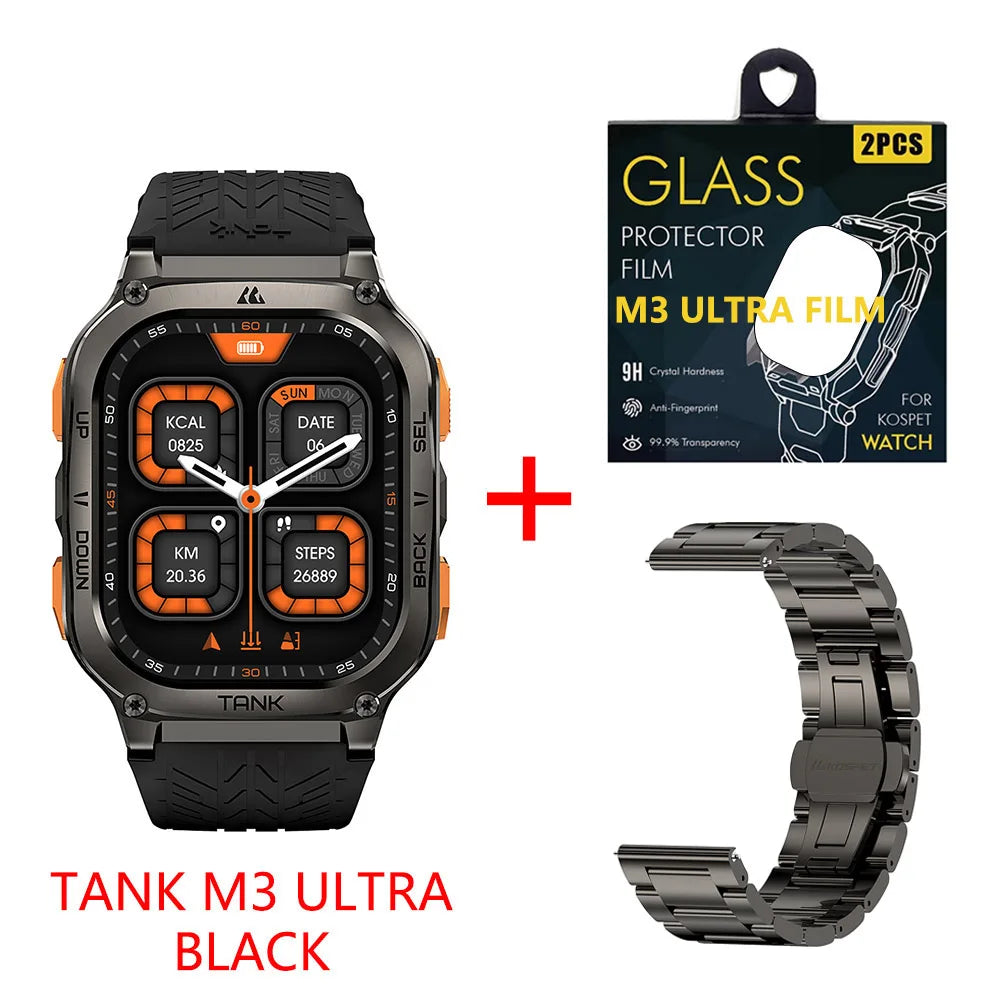 2024 KOSPET TANK M3 Ultra GPS Smartwatches Men Women Waterproof Smart watch 480mAh Digital Fitness AOD Male Electronic Watches