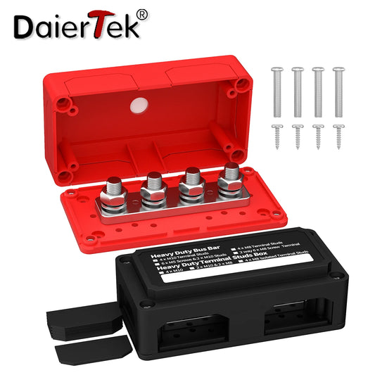 300A Bus Bar Heavy Duty Power Distribution Block Busbar Box Module Design with 4X M8 (5/16") Terminal Studs For Car RV Boat