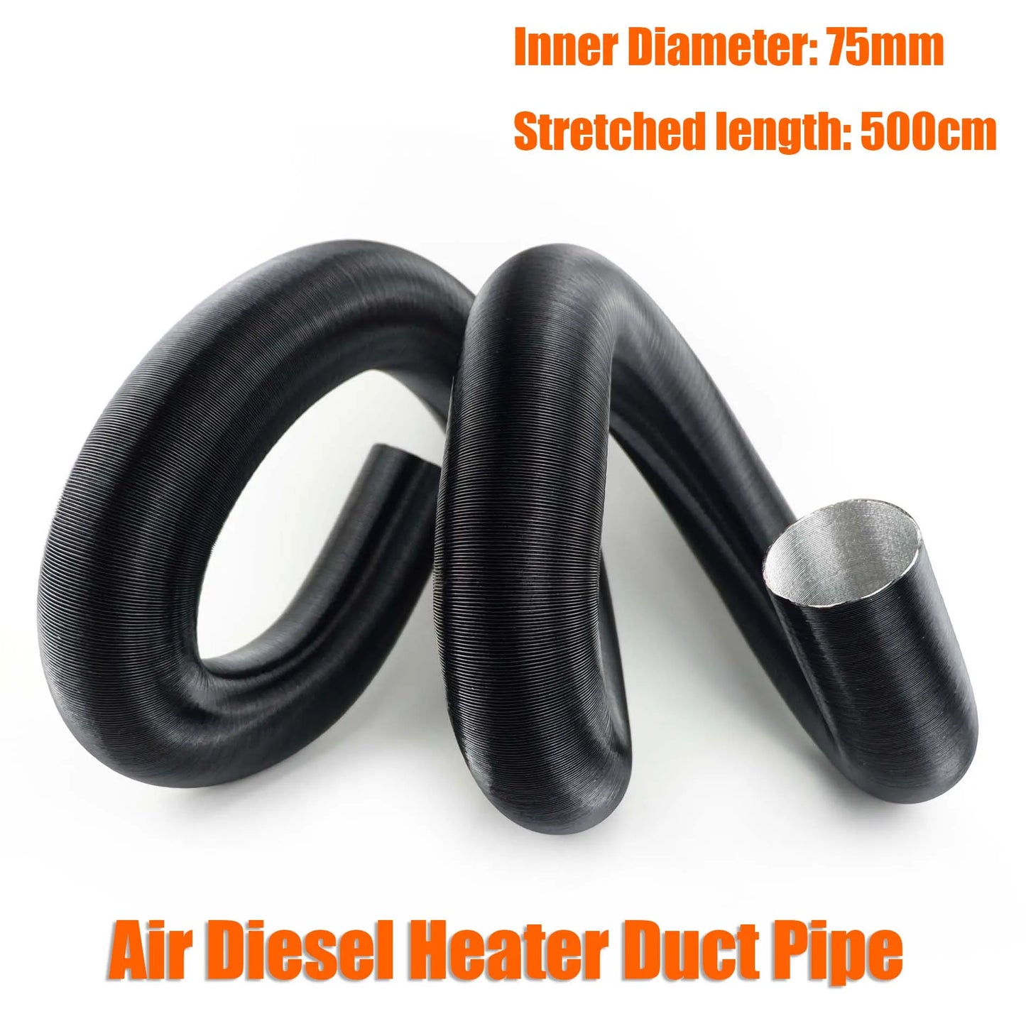 42mm 60mm 75mm Inner Diameter Stretched length 300cm 500cm Air Diesel Heater Duct Pipe Tube Hose For Car Camper Truck Caravan