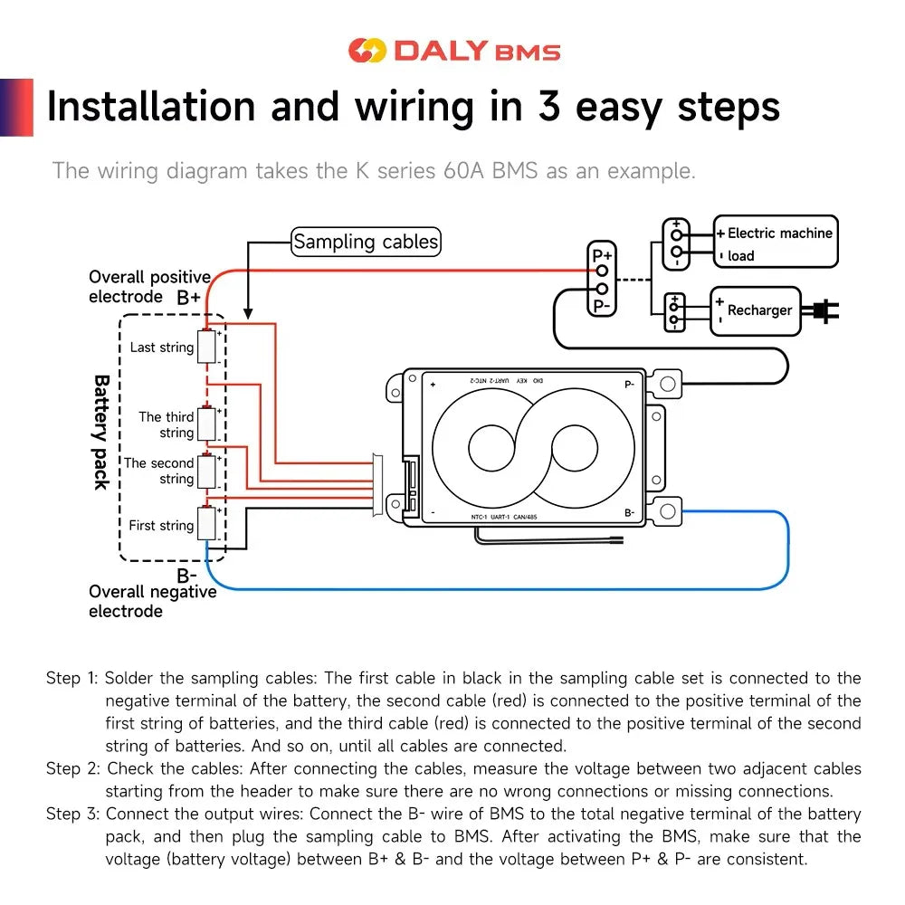 Daly Smart BMS LiFePo4 4S 12V BMS 8S 24S 72V 48V 16S 100A 150A 200A 250A 300A 3.7V Li-Ion BMS 7S 13S 14S 3.2V BMS