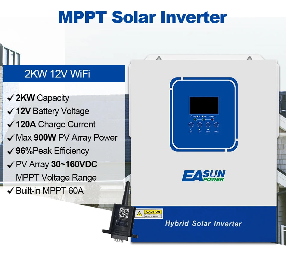 EASUN POWER Hybrid Solar Inverter 4KW 2KW Pure Sine Inverter 24V 12V Dropshipping Solar Inverter Charger power bank Inversor