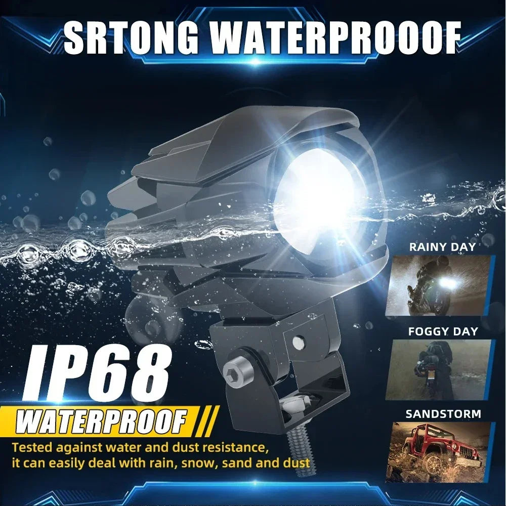 LED Motorcycle Spotlight 200W Headlight Fog Lights Accessories Off Road ADV GS UTV Truck Assisted Lamp Auxiliary Lights 12V 24V