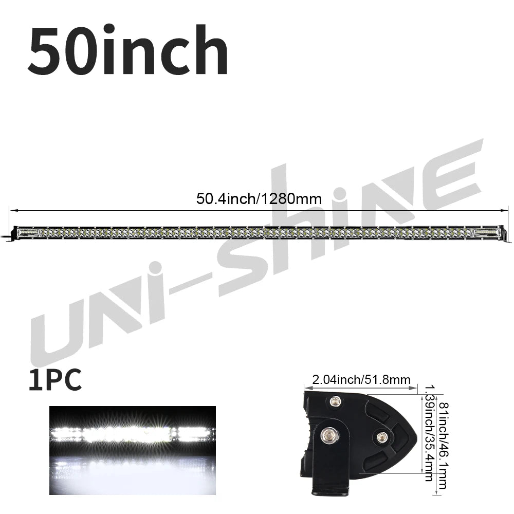 UNISHINE Slim 12D Led Light Bar 20-52inch Spot Flood Combo Beams LED Driving Light For SUV 4X4 Off Road LED Work Lamp 12V 24V