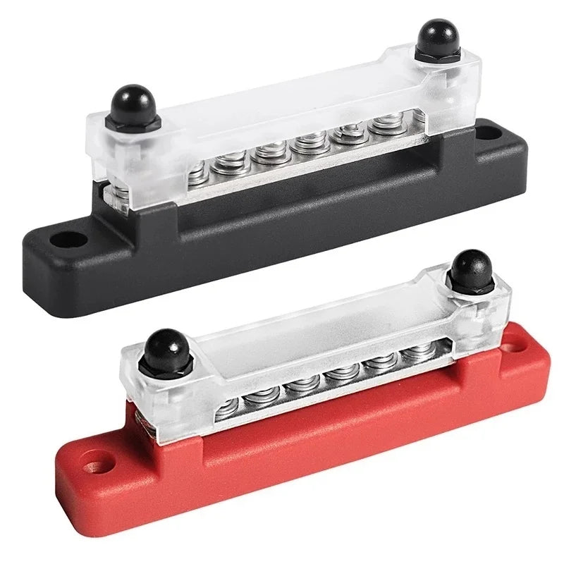 M6 12V Terminal Block Bus Bar 1/4 Inch Stud 150A Electrical Power Distribution Block Bus Bar for Truck Boat Camper RV Caravan