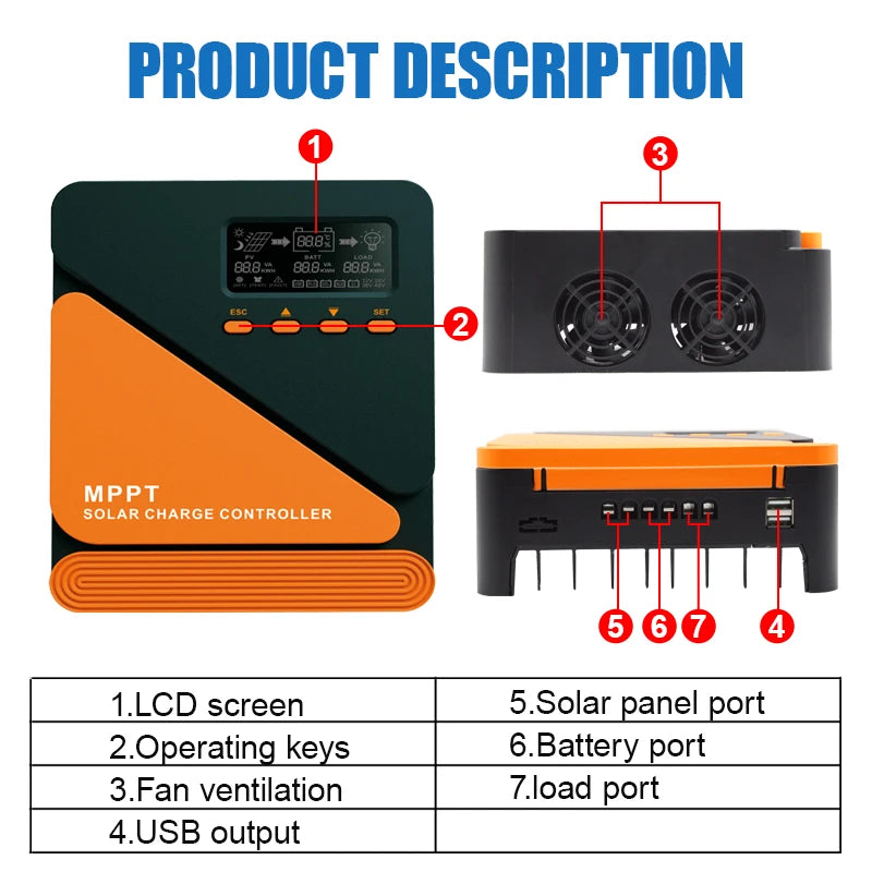 EASUN Solar Charge Controller MPPT 60A 50A 40A 30A 20A 10A Solar Panel Solar Charge Regulator 12V 24V Battery PV Input 100VOC