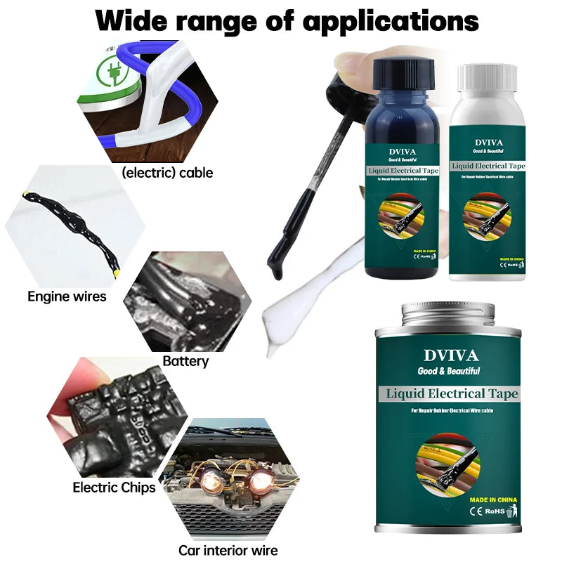 Liquid Electrical Tape Waterproof Insulation Paste Sealant Wire Cable Coat Fix Line Glue Repair Glue Insulation Glue 15~300ml