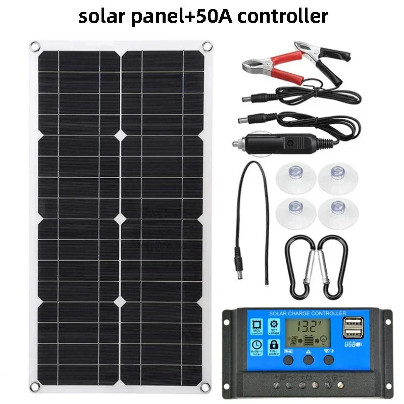 800W Solar Panel Power Bank Solar Battery Kit Complet Camping 12V18V Controller Camper Accessories Solar Charge Mobile Phone