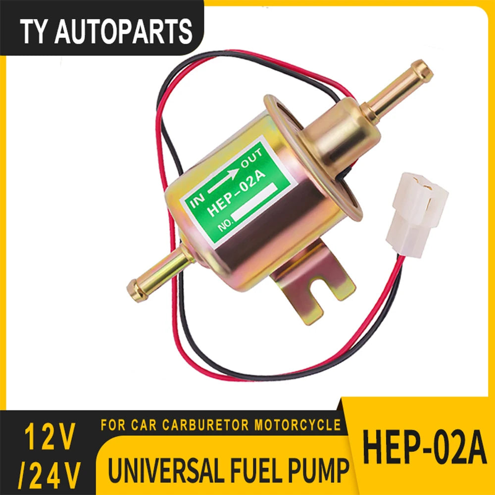 12V/24V Universal Electric Fuel Pump Low Pressure Bolt Fixing Wire Diesel Petrol HEP-02A For Car Carburetor Motorcycle ATV