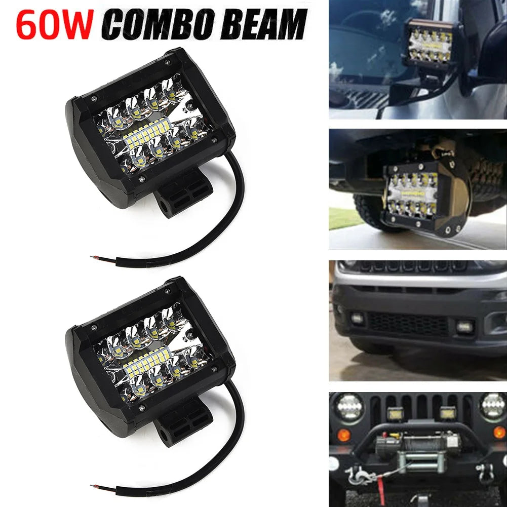 12V 60W LED Bar Offroad Spot Flood Combo LED Light Bar Work Light For Truck Car SUV ATV UTV 4WD LED Headlights
