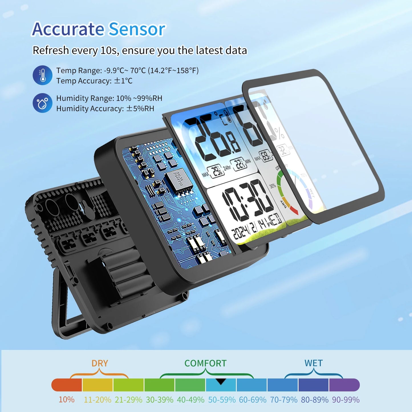 Weather Station Colorful Large Temperature Humidity Meter Home Thermometer Hygrometer Indoor Temperature And Humidity Metor