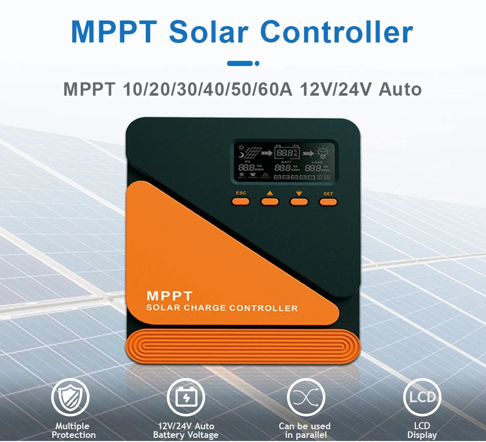 EASUN Solar Charge Controller MPPT 60A 50A 40A 30A 20A 10A Solar Panel Solar Charge Regulator 12V 24V Battery PV Input 100VOC