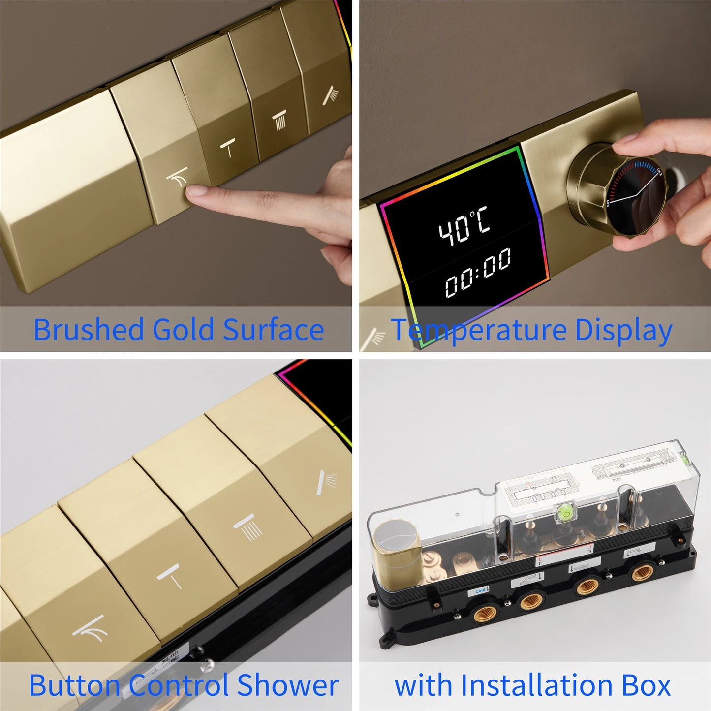 M Boenn Temperature Display Shower System Set Concealed Thermostatic Mixer Bathroom Music Shower Head Lavish Rainfall Experience