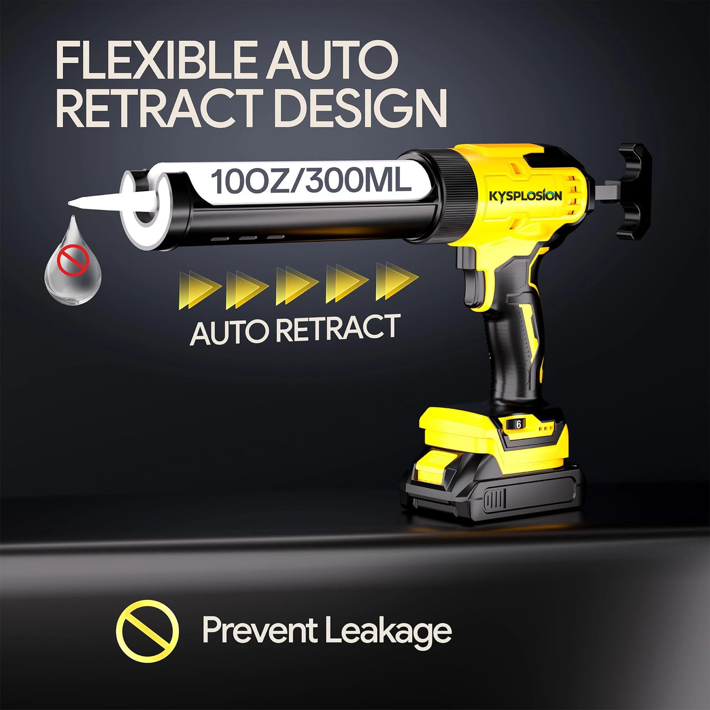 For Dewalt 20V 18V Battery Cordless Caulking Gun Glass Electric Silicone Gun 6 Adjustable Speed with LED Light Adhesive Gun Tool