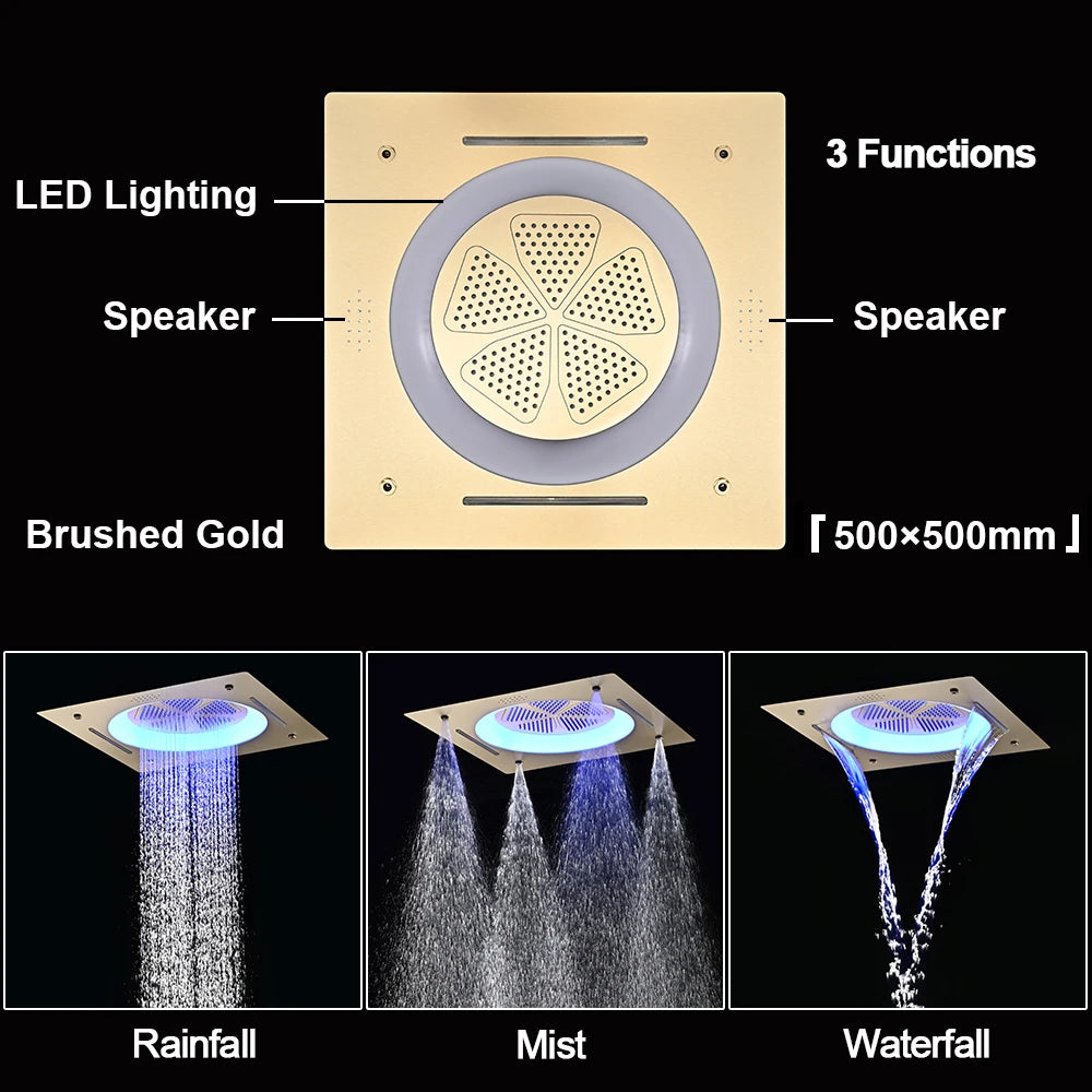 M Boenn Temperature Display Shower System Set Concealed Thermostatic Mixer Bathroom Music Shower Head Lavish Rainfall Experience