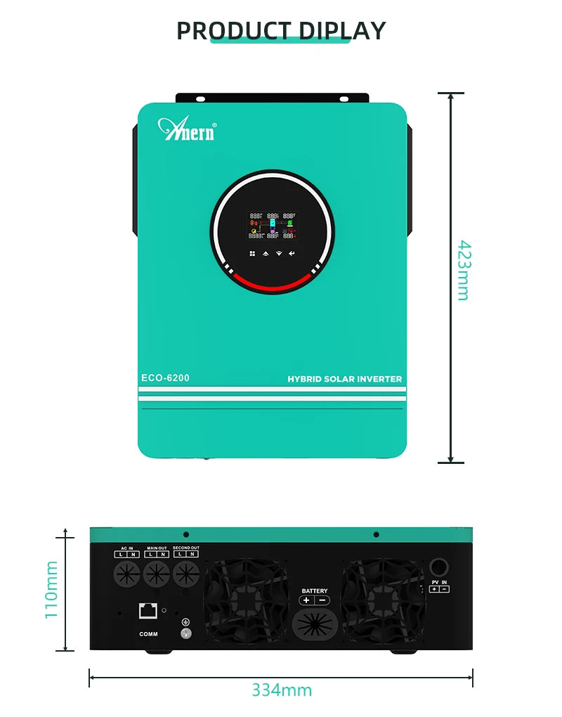 Solar Off Grid Inverter Hybrid 3600W 4200W 6200W Hybrid Solar Inverter Controller 24V 48V 220V 120A MPPT Hybrid Inverter