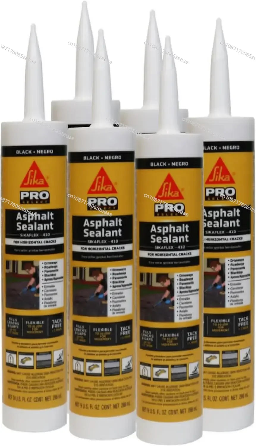 Asphalt & Concrete Sealant Bundle 6 9 Fl.oz. 410 Black Cartridges  1 10.1 Fl.oz. Gray Sikaflex Crac