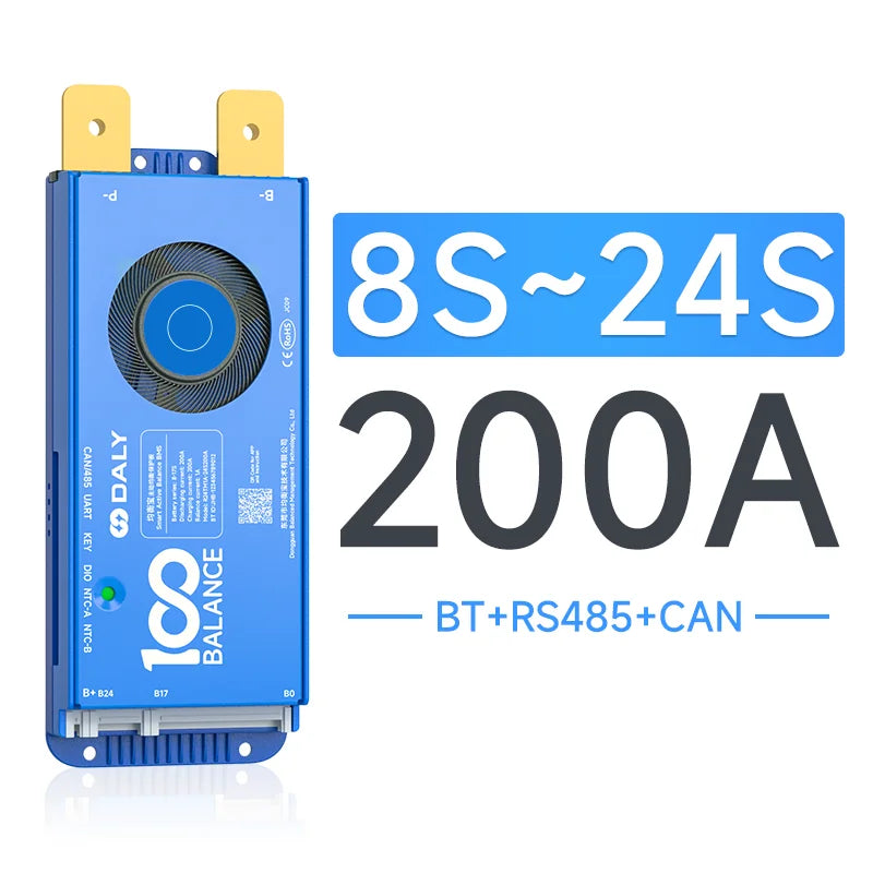 Daly bms Smart BMS 4S lifepo4 bluetooth Wifi bms 8S 24S 40A 60A 80A 1A active balance bms 16s 48v lifepo4 bms Lifepo4 100A