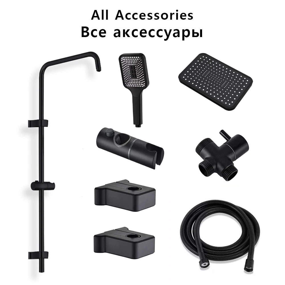 Split Shower Column Set Bathroom Faucet Single Cold Mixer Water Tap System Bathtub Taps Rainfall Shower Head Accessories Adapter