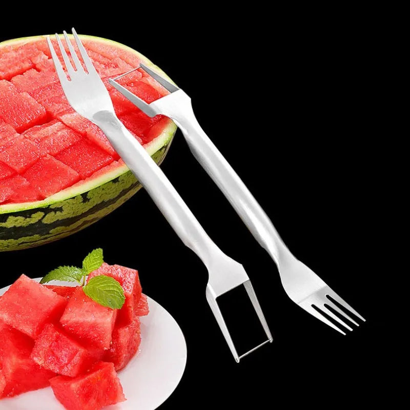 Stainless Steel Watermelon Cutter, Fancy Cutting Slicer, Kitchen Multifunctional Fruit Fork, MangoTool,Home Gadgets