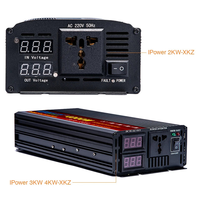 Car Pure Sine Wave Inverter DC 12V 24V To AC 220V 3000W 4000W 5000W Voltage Transformer Power Converter Solar Inverter LCD Dis